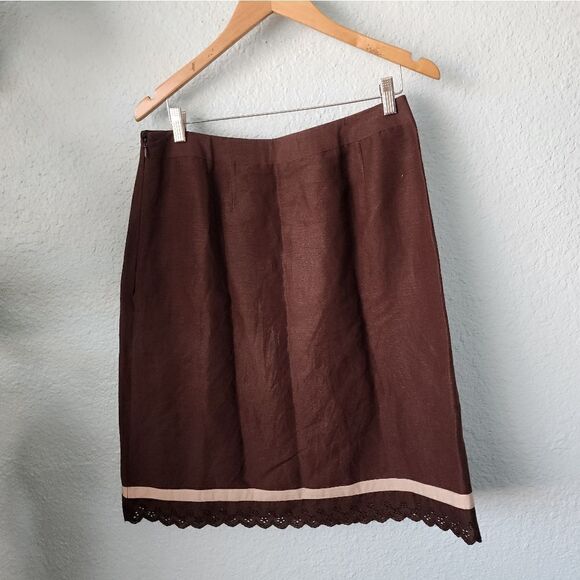 LOFT embroidery eyelet scallop hem side zip cottagecore prairie lined midi skirt - Picture 8 of 14